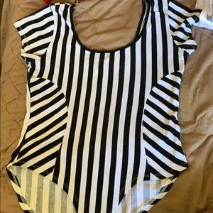 Black and white body suit